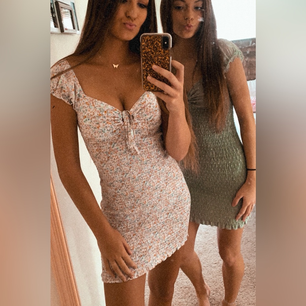 Pastel Floral Ruched Dress